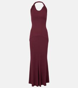 Платье макси Eleanor из джерси с вырезом халтер Tove, бордовый