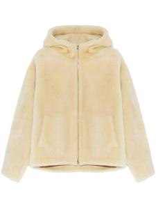 Yves Salomon дубленка из овчины с капюшоном, нейтральный цвет