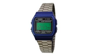 CASIO Мужские часы Retrofit Series с кварцевым механизмом, стальной браслет, черный циферблат