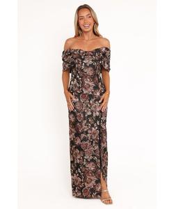 Женское макси-платье Lilia - черное с цветочным принтом Petal and Pup, Black