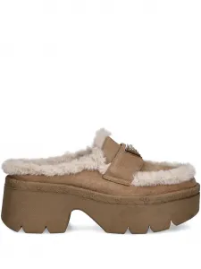 Мюли на каблуке 70 мм с отделкой из искусственного меха Guess Usa, коричневый