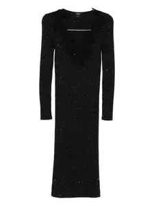 Декорированное платье в рубчик Giambattista Valli, черный