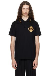 Вышитая поло в архитектурном барочном стиле Versace, черный