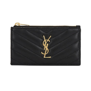 Картхолдер Saint Laurent Zipped Fragments Credit Card Case, цвет Noir