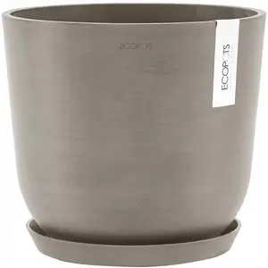 Цветочный горшок ECOPOTS «Oslo 25 Taupe», для внутреннего и наружного применения: морозостойкий, ударопрочный и светостойкий, серо-коричневый