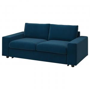 2-местный диван-кровать VIMLE IKEA, цвет with wide armrests/djuparp dark green-blue