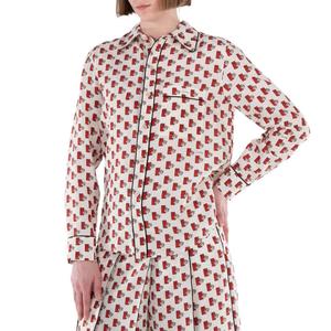 Burberry Postbox Шелковая рубашка, Chalk Ip Pattern