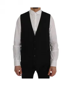 Эластичный шерстяной жилет Staff Dolce & Gabbana, черный