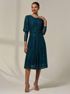 Леопардовый принт платье миди с длинными рукавами Jolie Moi, Green