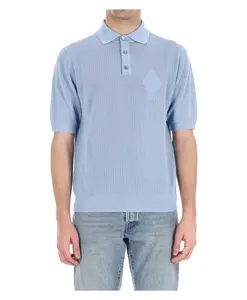 Поло из хлопкового пике с перфорированным узором. Ballantyne, синий