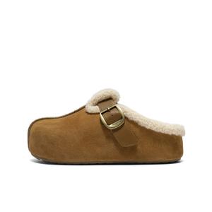 Женские металлические тапочки с закрытым носком, устойчивые к истиранию Belle, коричневый fur-lined