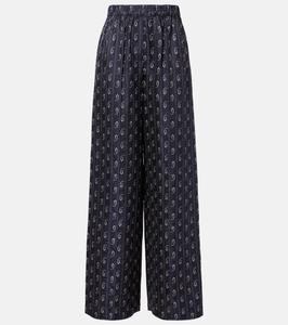 Брюки широкие с жаккардовым узором пейсли Tory Burch, Medium Navy Paisley