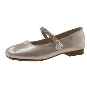 Туфли Мэри Джейн на массивном каблуке для женщин WUJI, Champagne