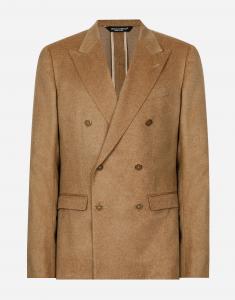 Двубортный пиджак taormina из шелка и кашемира Dolce & Gabbana, бежевый