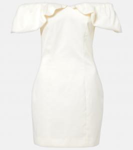 Мини-платье с драпированным асимметричным плечом Rotate, Egret