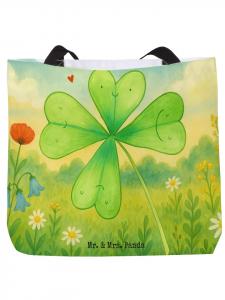 Сумка-шоппер с рисунком цветов и клевера, без слогана, белого цвета Mr. & Mrs. Panda