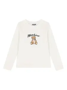 Футболка с длинными рукавами и логотипом Moschino Kids, белый