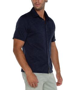 Мужская рубашка с коротким рукавом на пуговицах Liverpool Los Angeles, Navy blue