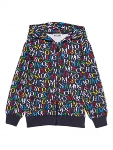 Худи на молнии с логотипом Moschino Kids, синий