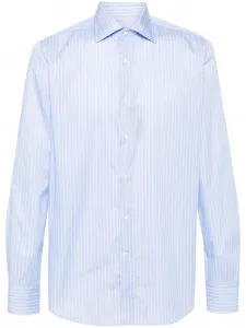 Рубашка в тонкую полоску Canali, синий