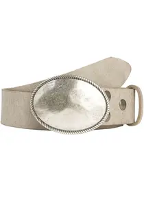 Кожаный ремень LIFEBURG by showroom 019° со сменной застежкой "Oval Matt Hammered" Rettungsring By Showroom 019°, серый