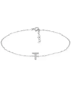 Браслет на лодыжку с инициалами из стерлингового серебра, украшенный кубическим цирконием, созданный для Macy's. Giani Bernini, t