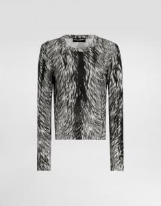 Шелковый свитер с принтом под мех Dolce & Gabbana, серый