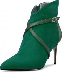 Женские ботильоны Castamere с высоким каблуком, заостренным носком, короткие ботинки с перекрестным ремешком, застежкой-молнией и комбинированной отделкой, на каблуке 8 см, для вечернего выхода