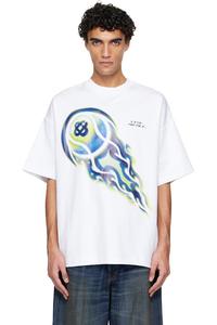 Casablanca Футболка с коротким рукавом большого размера с изображением пылающего теннисного мяча