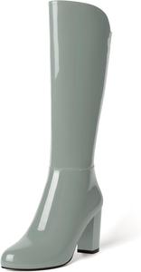 Женские вечерние модные ботильоны MODENCOCO с круглыми носками, лакированной застежкой-молнией, сексуальные на толстом каблуке, 8,4 см