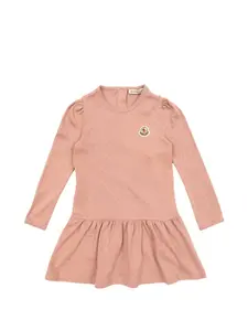 Платье с ажурной вязкой и пышными рукавами Moncler Enfant, розовый