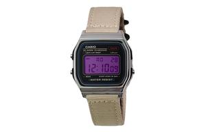 CASIO Мужские часы Retrofit Series с кварцевым механизмом и нейлоновым ремешком, черный циферблат