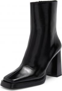 Женские ботинки Pazzion на платформе с закрытым квадратным носком, средней высоты, с гладкой боковой молнией, высокие толстые каблуки, для официального и делового стиля, размеры 4-16 US, Black