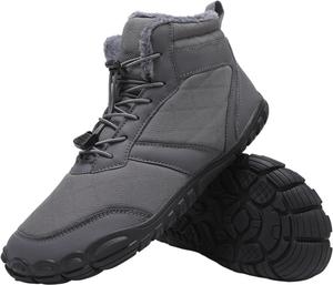 Ботинки для походов для женщин и мужчин, зимние теплые ботинки с меховой подкладкой, с нулевым перепадом, с широкой носочной частью, удобные, противоскользящие, водонепроницаемые ботильоны для походов, прогулок и активного отдыха на улице Generic, серый