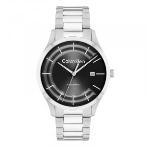 Calvin Klein Часы Knight Wrist Watch Automatic Mechanical Movement Steel Strap 40mm Black Dial Unisex, Black