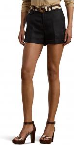Шорты Lauren Ralph Lauren Pleated Linen-Blend Twill Shorts, черный