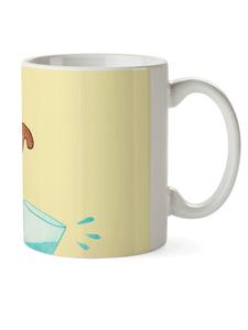 Детская кружка с изображением кота и стаканом воды без слов, пастельно-желтого цвета Mr. & Mrs. Panda