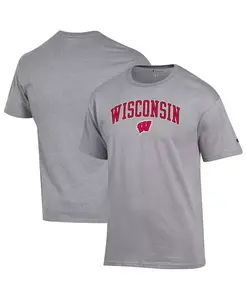 Мужская футболка Heather Gray Wisconsin Badgers с арочным логотипом Champion