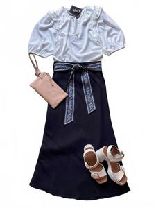 Юбка-карандаш с запахом Women's Belt Bias Skirt In Navy Current air