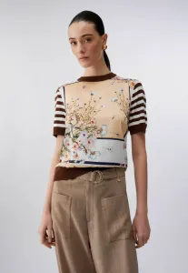 Футболка с твиловыми вставками и принтом. Liu Jo, Multi-Coloured