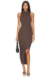 Платье миди chloe с люрексом 525, коричневый