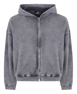 Толстовка прямого кроя на молнии с надписью Initial Represent, серый