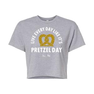 Укороченная футболка The Office Pretzel Day для юниоров Licensed Character, серый