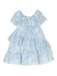 Ярусное платье с цветочным принтом Patachou, синий