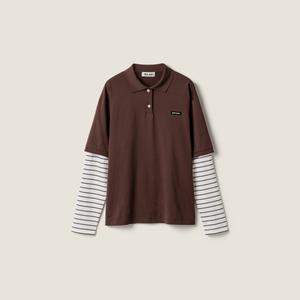 Поло из трикотажа MIU MIU, коричневый