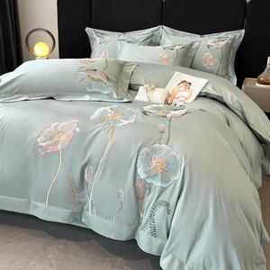 LUOLAI HOME Комплект постельного белья, 4 предмета, простыня на резинке, 150х200 см, Yumeiren Upgraded Version, Starry Blue