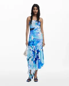 Асимметричное платье-бандо Desigual, синий