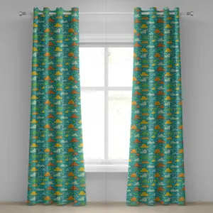 Абстрактная штора на люверсах ABAKUHAUS, принт в стиле фанк-арт с пушистыми дождевыми облаками на облачном небе, декоративная двухпанельная штора, 280 см x 245 см, разноцветная