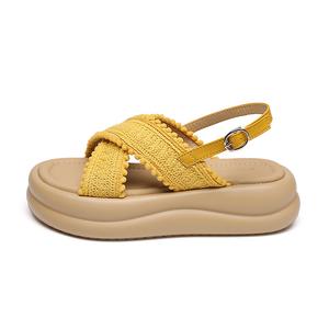 ZHR Женские сандалии на одной застежке желтые, цвет Yellow