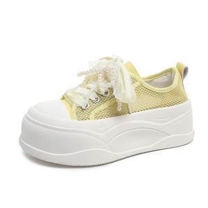 JINDUN Женские устойчивые к истиранию низкие скейтбордские кеды желто-белые, цвет Yellow White